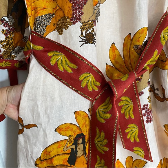 🥭 FARM Rio Off-White Mermaid Bananas Midi Dress - Picture 13 of 14